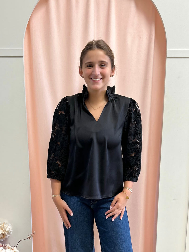 Lovely Lacey Satin Blouse