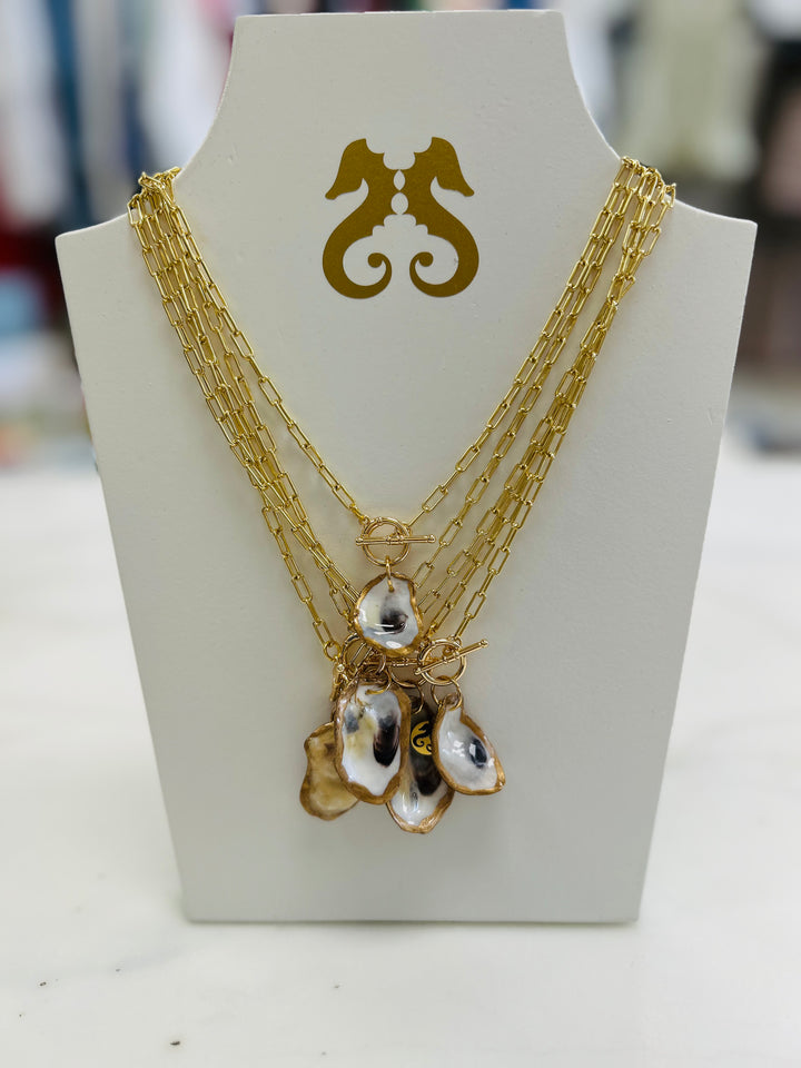 Hand Made Oyster Necklace - Paper Clip Chain