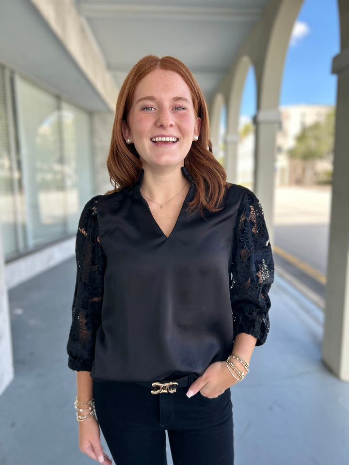 Lovely Lacey Satin Blouse