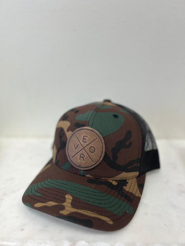 Vero Hat - Leather Patch Green Camo/Black