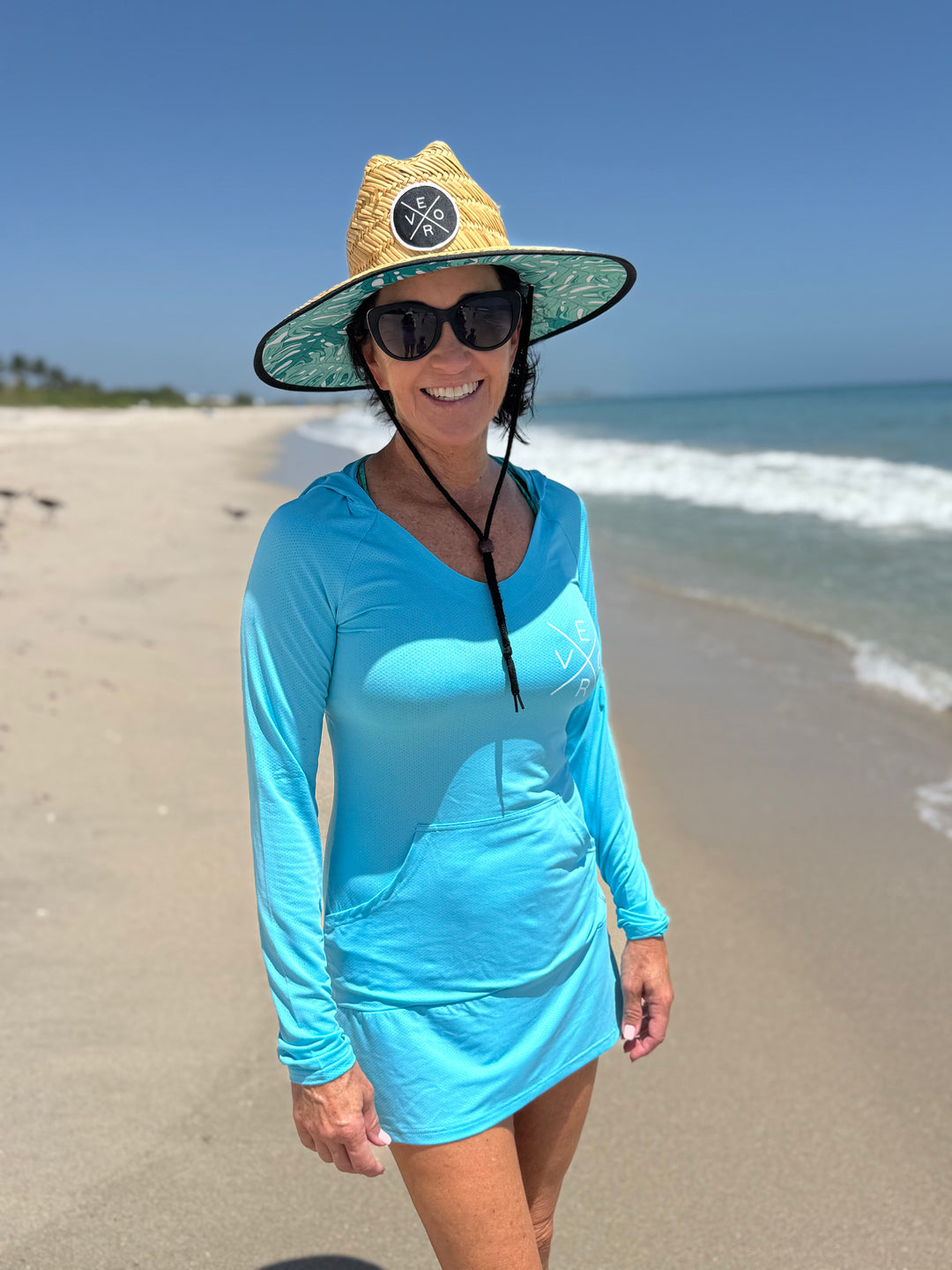 Vero UPF Hoodie Dress - Women's Light Blue Seahorse Lane Vero UPF Hoodie Dress - Women's Light Blue Seahorse Lane