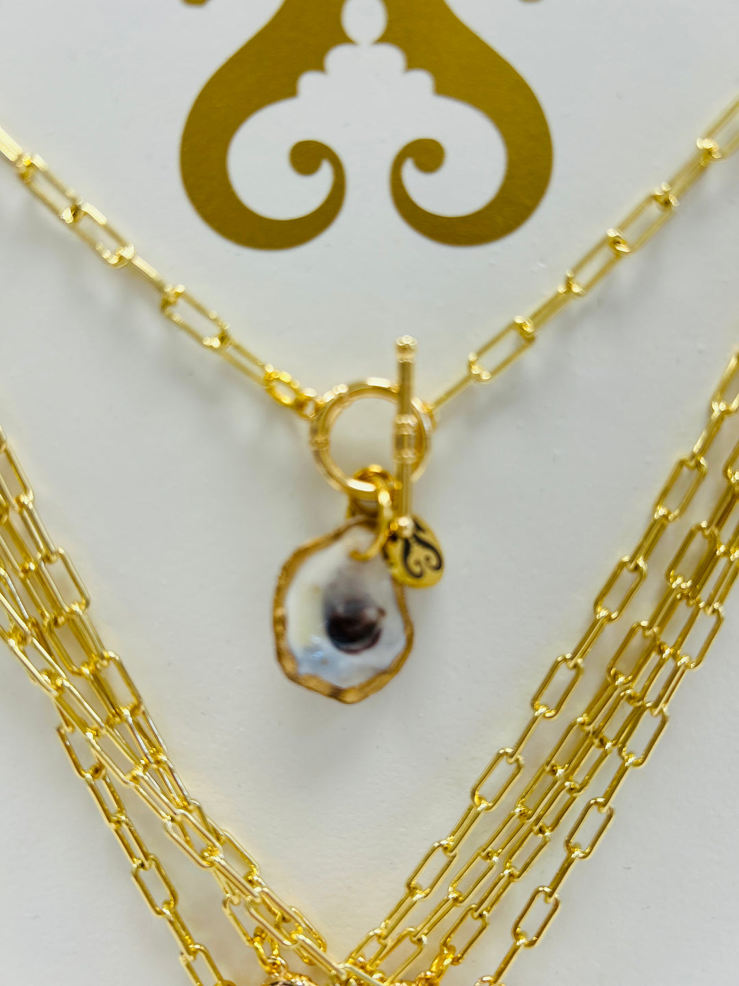 Hand Made Oyster Necklace - Paper Clip Chain