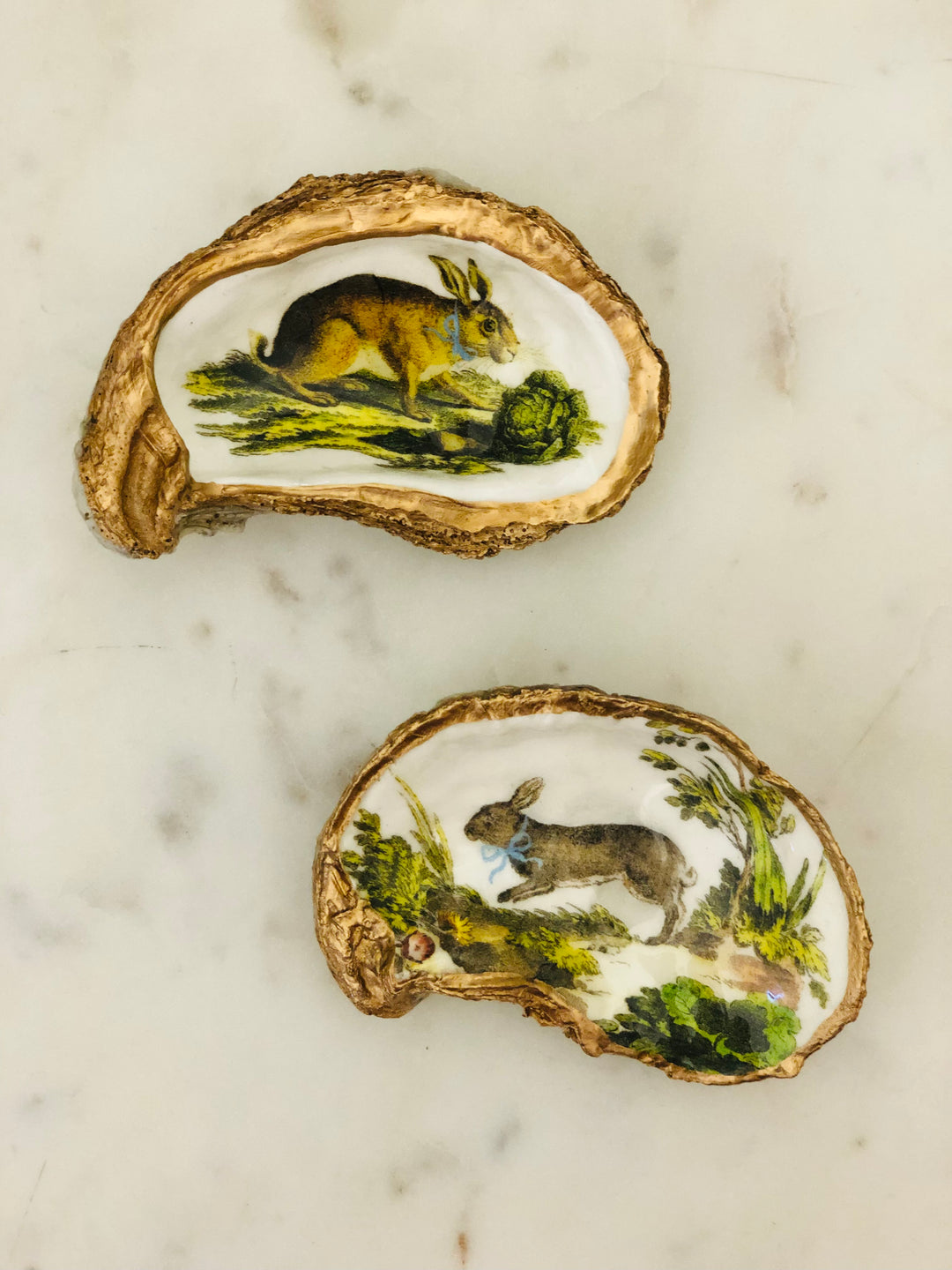 Gilded Oyster Shell Jewelry Dish Medium - Bunny