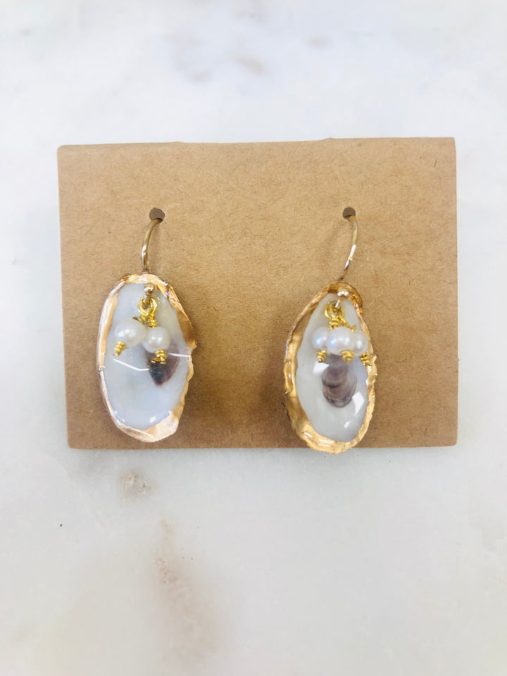 Salt Marsh Oyster Earrings - Gold Filled Dangles