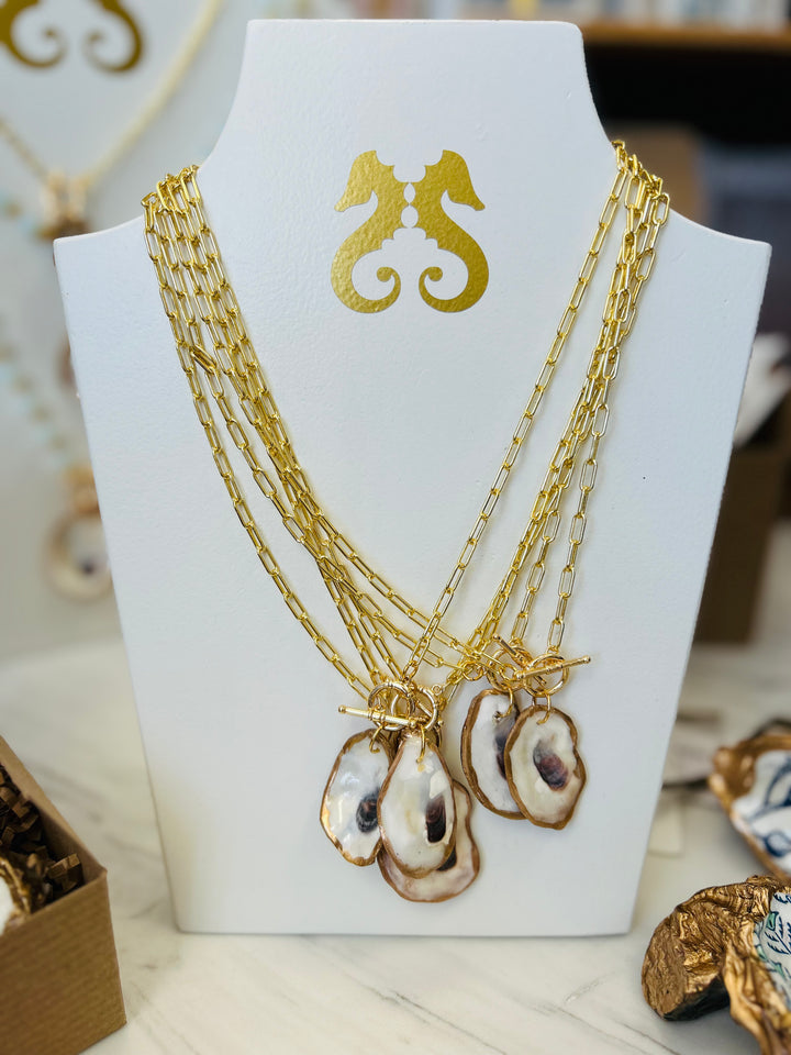 Hand Made Oyster Necklace - Paper Clip Chain
