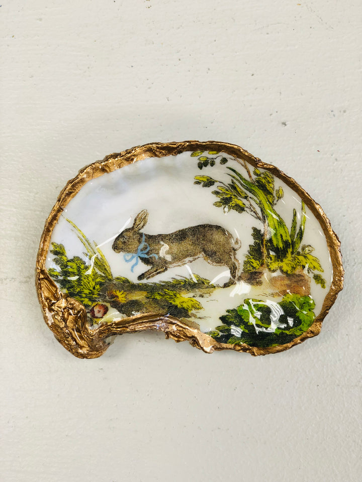 Gilded Oyster Shell Jewelry Dish Medium - Bunny