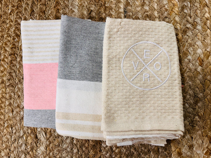 Vero Kitchen Towel - Set of 3: Beige Grey Pink