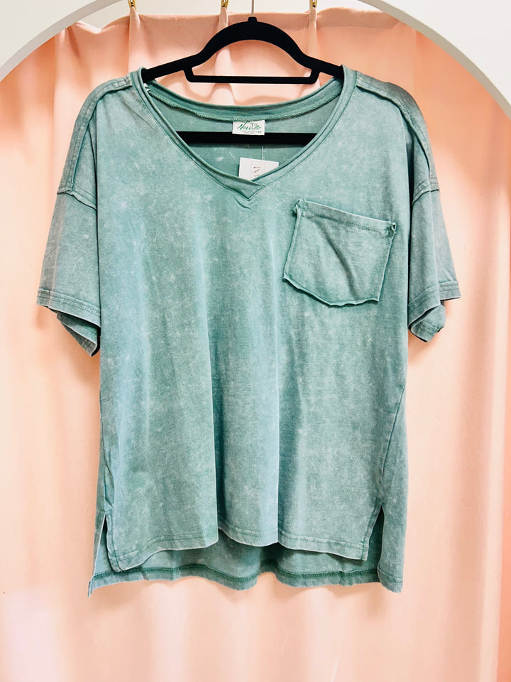 Basically Yours V-Neck Top - Sage