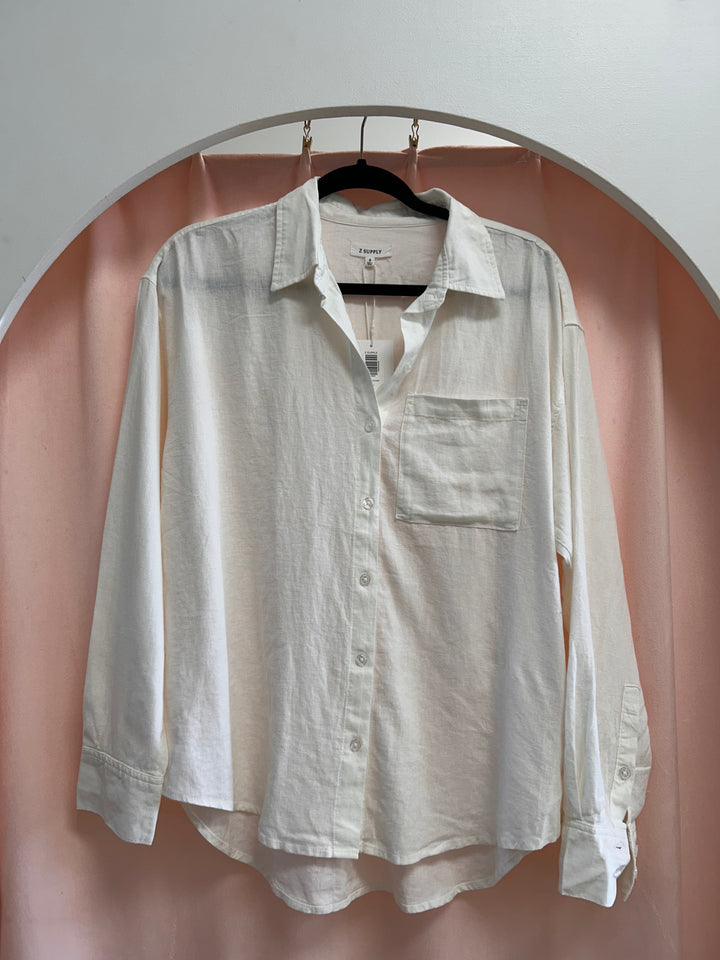 Z Supply Alfie Linen Button Down - White