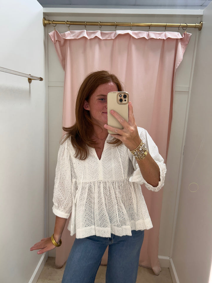 DEAR JOHN - Malia Top - White Chevron
