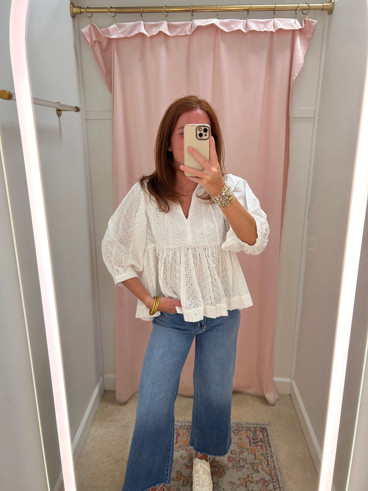 DEAR JOHN - Malia Top - White Chevron