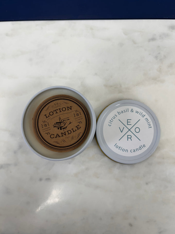 The VERO Candle Tin -Citrus Basil and Wild Mint