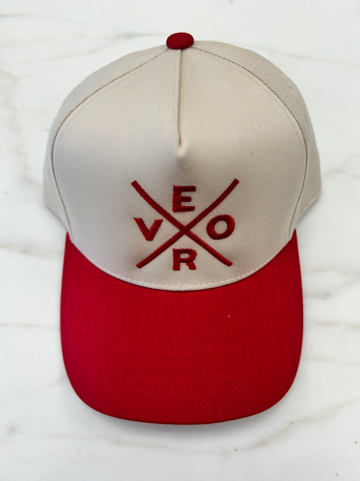 Vero Trucker Hat - Cherry Red/Beige