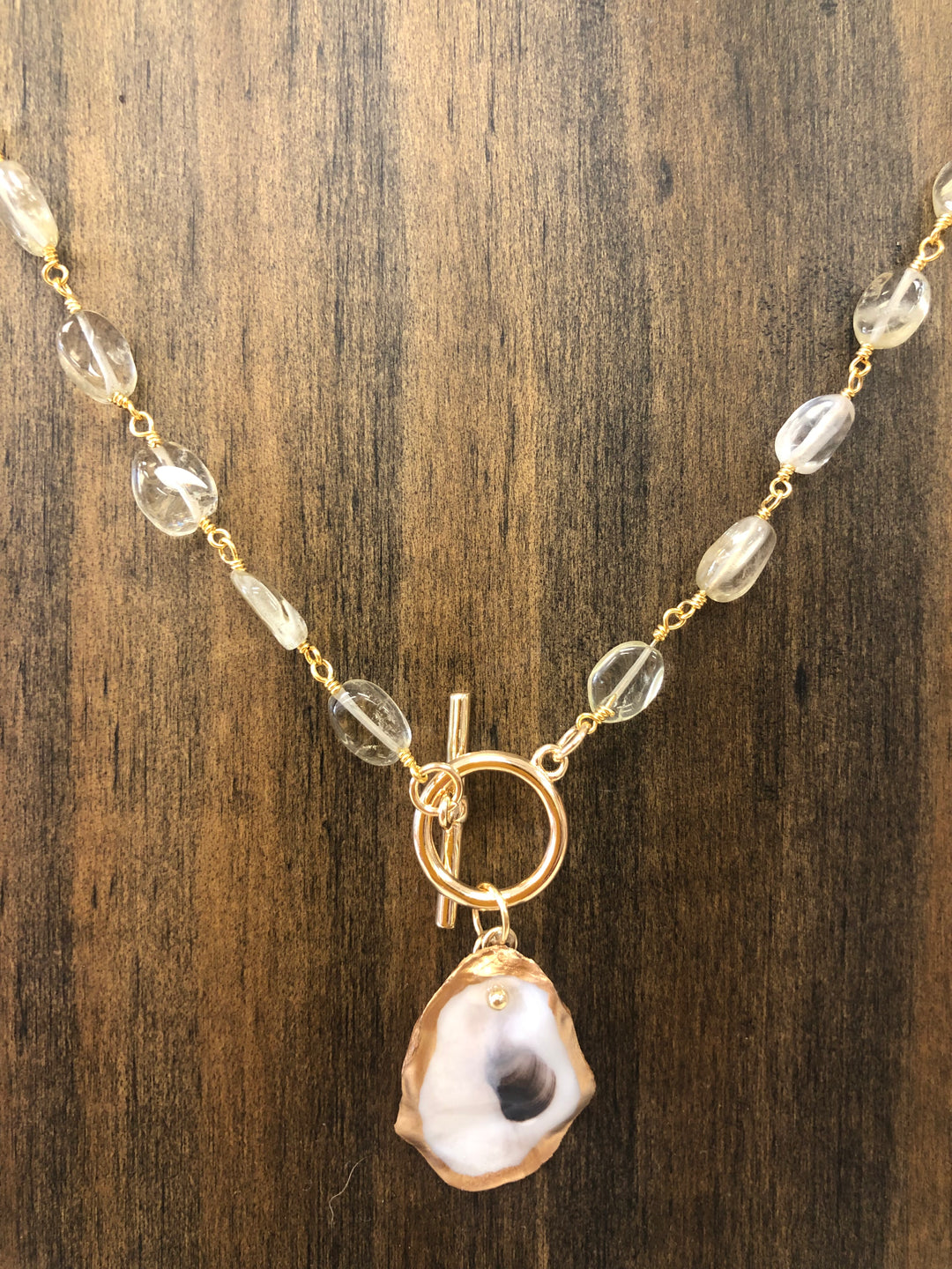 Lemon Quartz Oyster Necklace