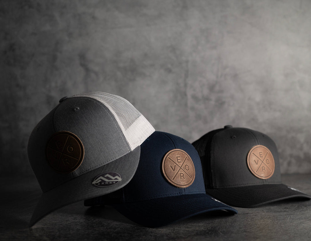 Vero Hat - Leather Patch Heather Grey + White