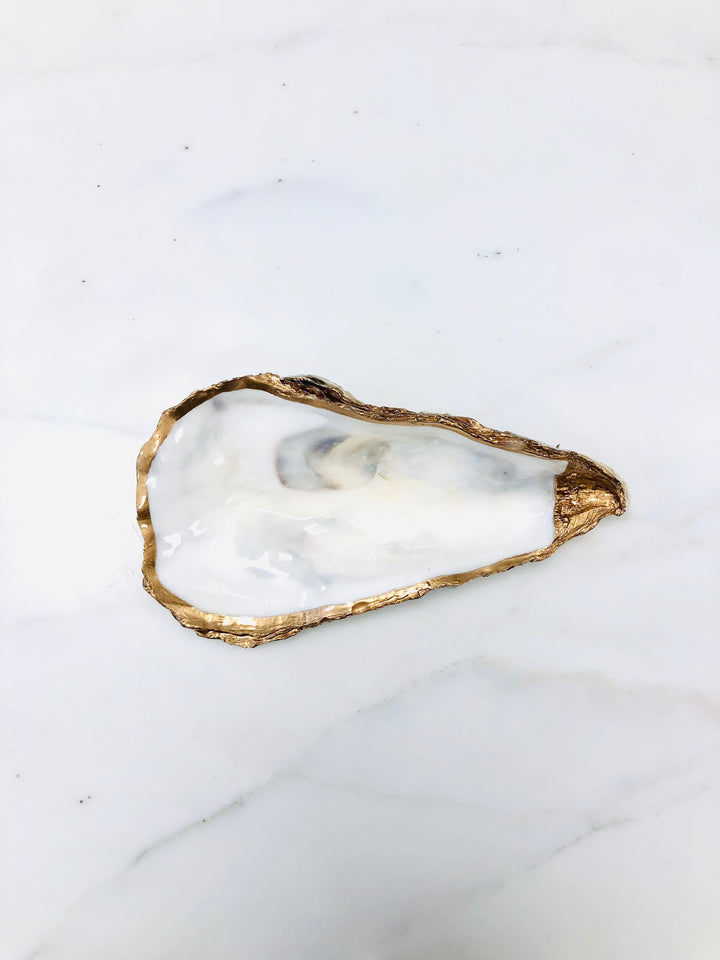 Gilded Oyster Shell Jewelry Dish - Large