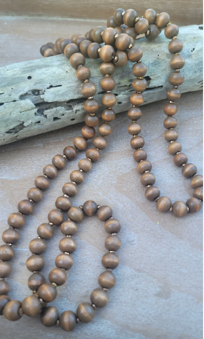 Chocolate Wooden Beaded Necklace S/M/L