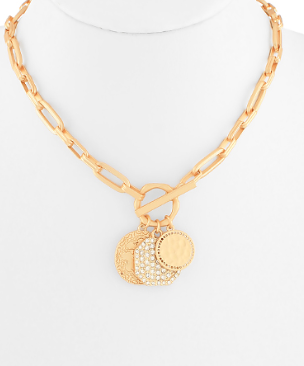 Coin Pendant Clip Chain Necklace