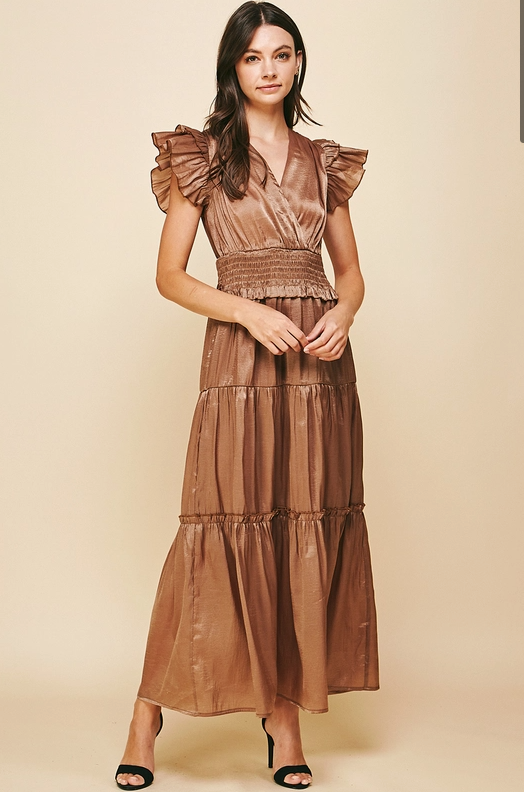 Merry Mocha Satin Dress