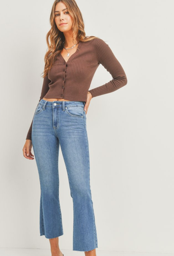 The Holiday Cropped Flare -Medium Denim