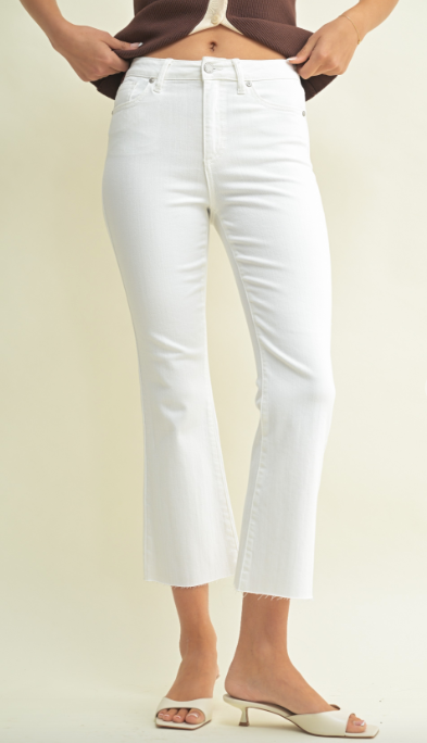 Cropped Kick Flare - White