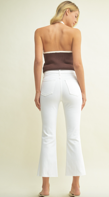 Cropped Kick Flare - White