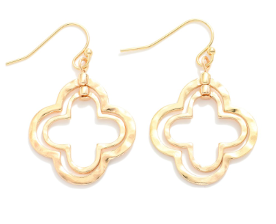 Nesting Hammered Metal Clovers Drop Earrings