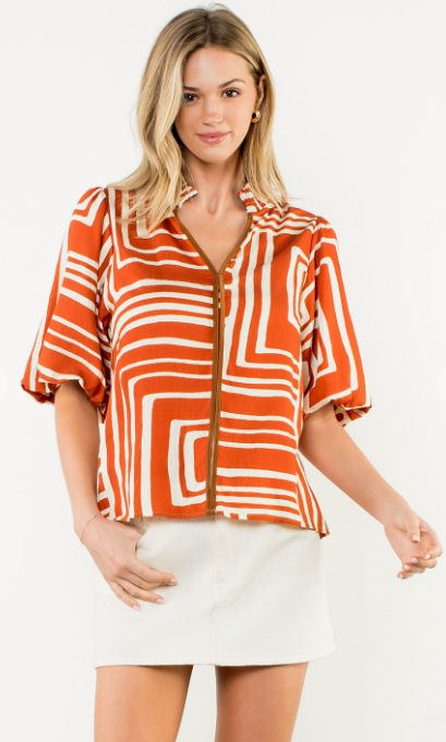 Abigail Abstract Print Top