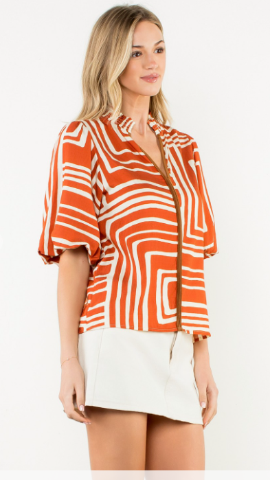 Abigail Abstract Print Top