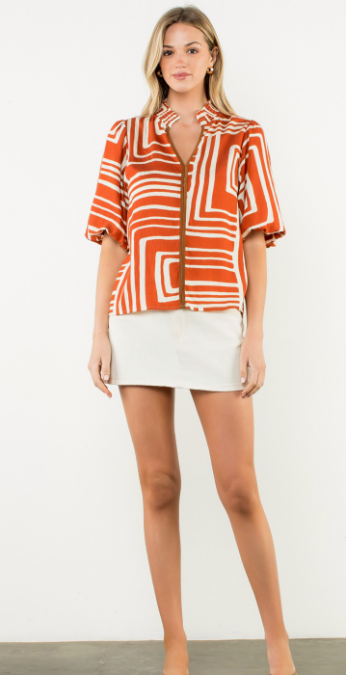 Abigail Abstract Print Top