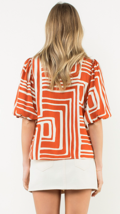 Abigail Abstract Print Top
