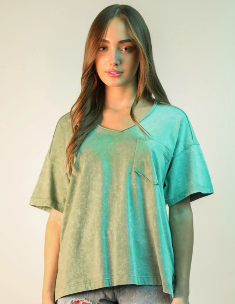 Basically Yours V-Neck Top - Sage