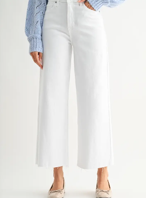 Savannah Scissor Cut White Jeans
