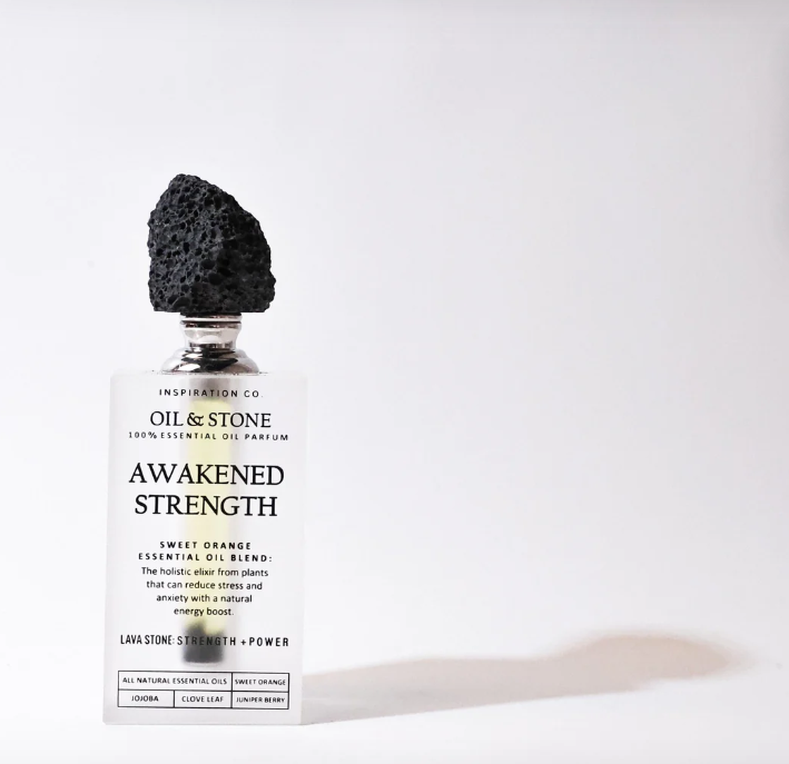 Oil &amp; Stone: Awakened Strength - Lava Stone Premium Oil Perfume - Full Size Stone Bottle