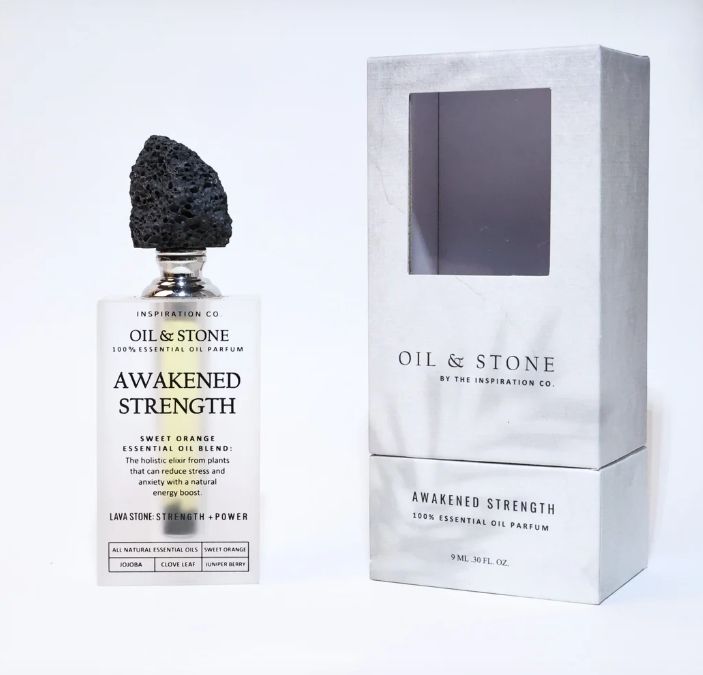 Oil &amp; Stone: Awakened Strength - Lava Stone Premium Oil Perfume - Full Size Stone Bottle