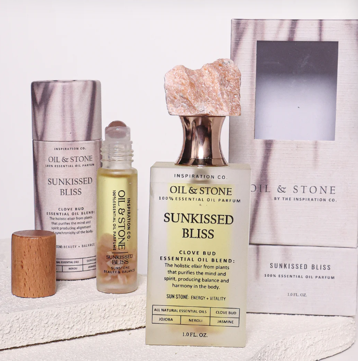 Oil &amp; Stone: Sunkissed Bliss - Sunstone Premium Oil Perfume - Full Size Stone Bottle
