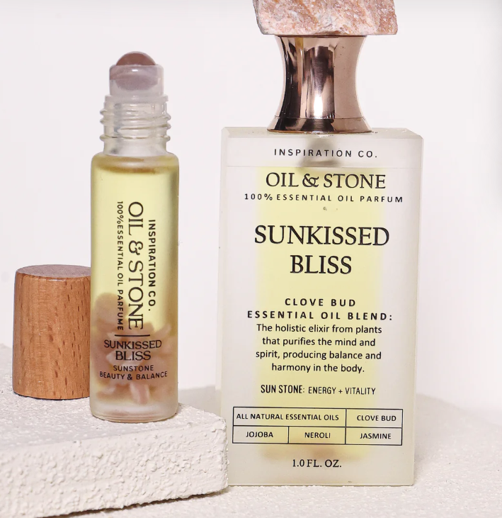 Oil &amp; Stone: Sunkissed Bliss - Sunstone Premium Oil Perfume - Full Size Stone Bottle