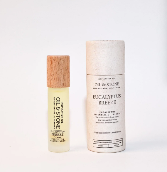 Oil &amp; Stone: Eucalyptus Breeze - Citrine Premium Oil Perfume - Roller Bottle