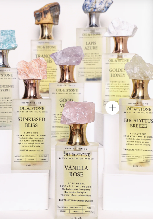 Oil & Stone: Tranquil Oasis - Tigereye Premium Oil Perfume - Full Size Stone Bottle