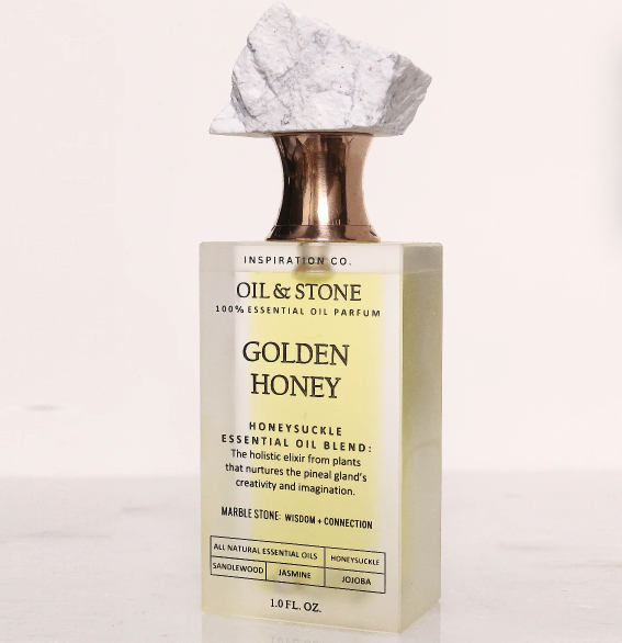 Oil &amp; Stone: Golden Honey - Marble Premium Oil Perfume - Full Size Stone Bottle