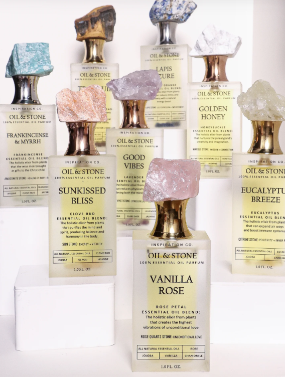 Oil &amp; Stone: Golden Honey - Marble Premium Oil Perfume - Full Size Stone Bottle