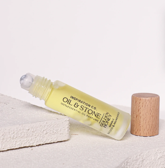 Oil &amp; Stone: Golden Honey - Marble Premium Oil Perfume - Roller Bottle