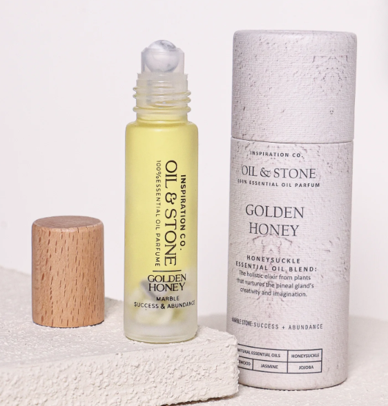 Oil &amp; Stone: Golden Honey - Marble Premium Oil Perfume - Roller Bottle
