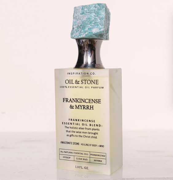 Oil & Stone: Frankincense & Myrrh - Amazonite Premium Oil Perfume - Full Size Stone Bottle