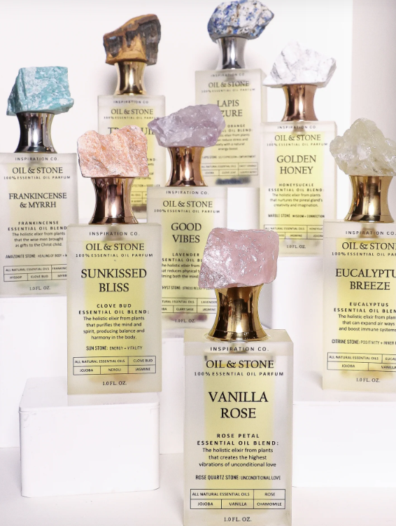 Oil & Stone: Frankincense & Myrrh - Amazonite Premium Oil Perfume - Full Size Stone Bottle