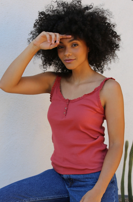 Angie Clean Hearts Tanks - Terracotta
