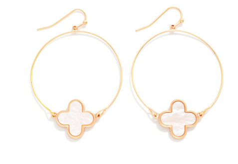 Clover Drop Hoop Earrings
