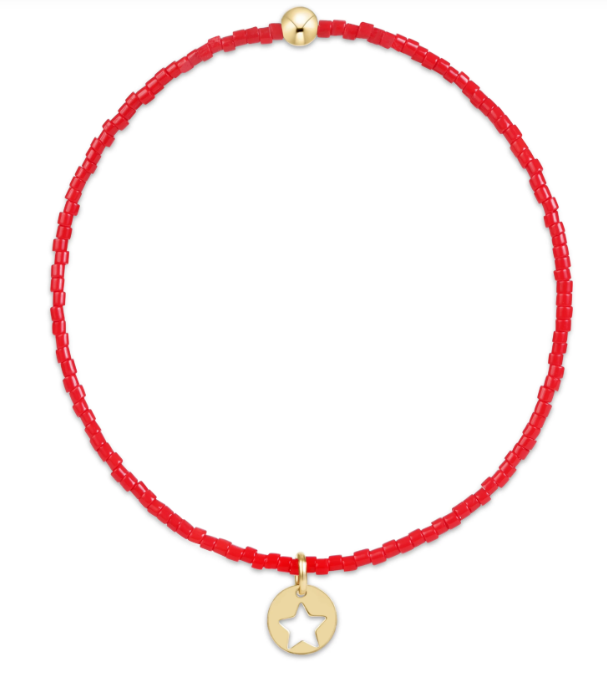 Hope Classic Bracelet - Bright Red - Star Small Gold Disc