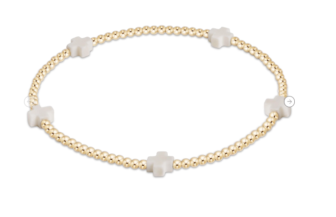 Signature Cross Small 2mm Gold Bracelet - Off-White