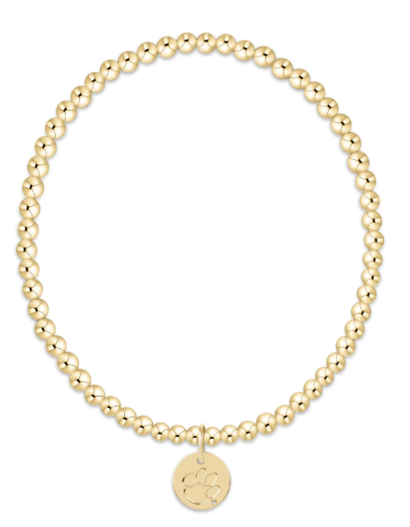 eCOLLEGIATE Classic Gold 3mm Bracelet - Clemson Disc